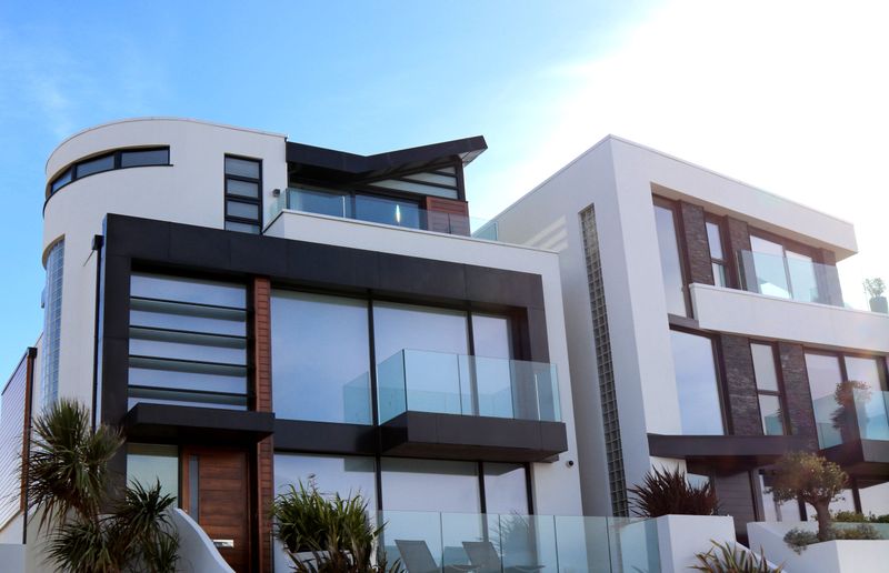 Modern residential buildings representing property management
